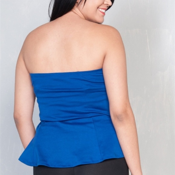 PLUS SIZE STRAPLESS PEPLUM TOP - Picture 2 of 2